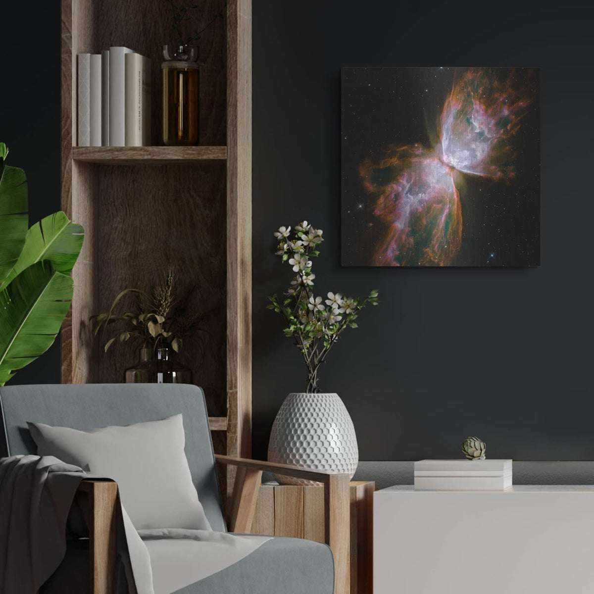 'Butterfly Nebula' by NASA Space Photos – Metal Wall Art, 24x24 room view