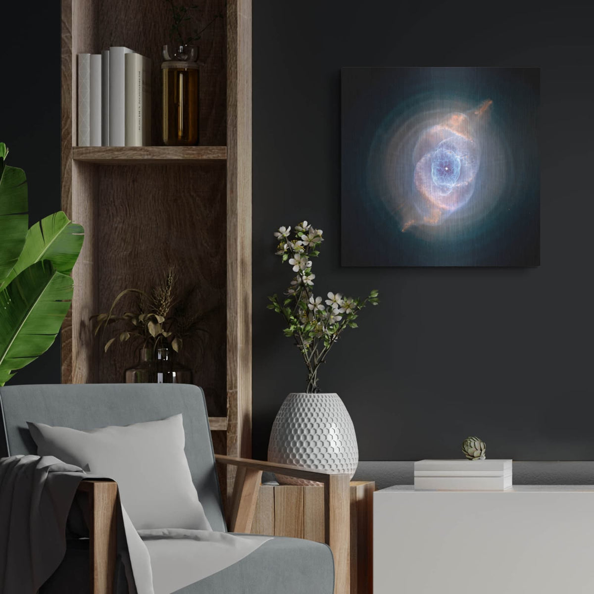 'Cat's Eye Nebula' by NASA Space Photos – Metal Wall Art, 24x24 room view
