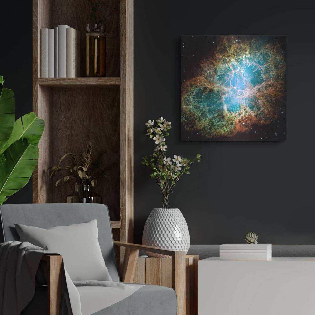 'Crab Nebula Supernova' by NASA Space Photos – Metal Wall Art, 24x24 room view
