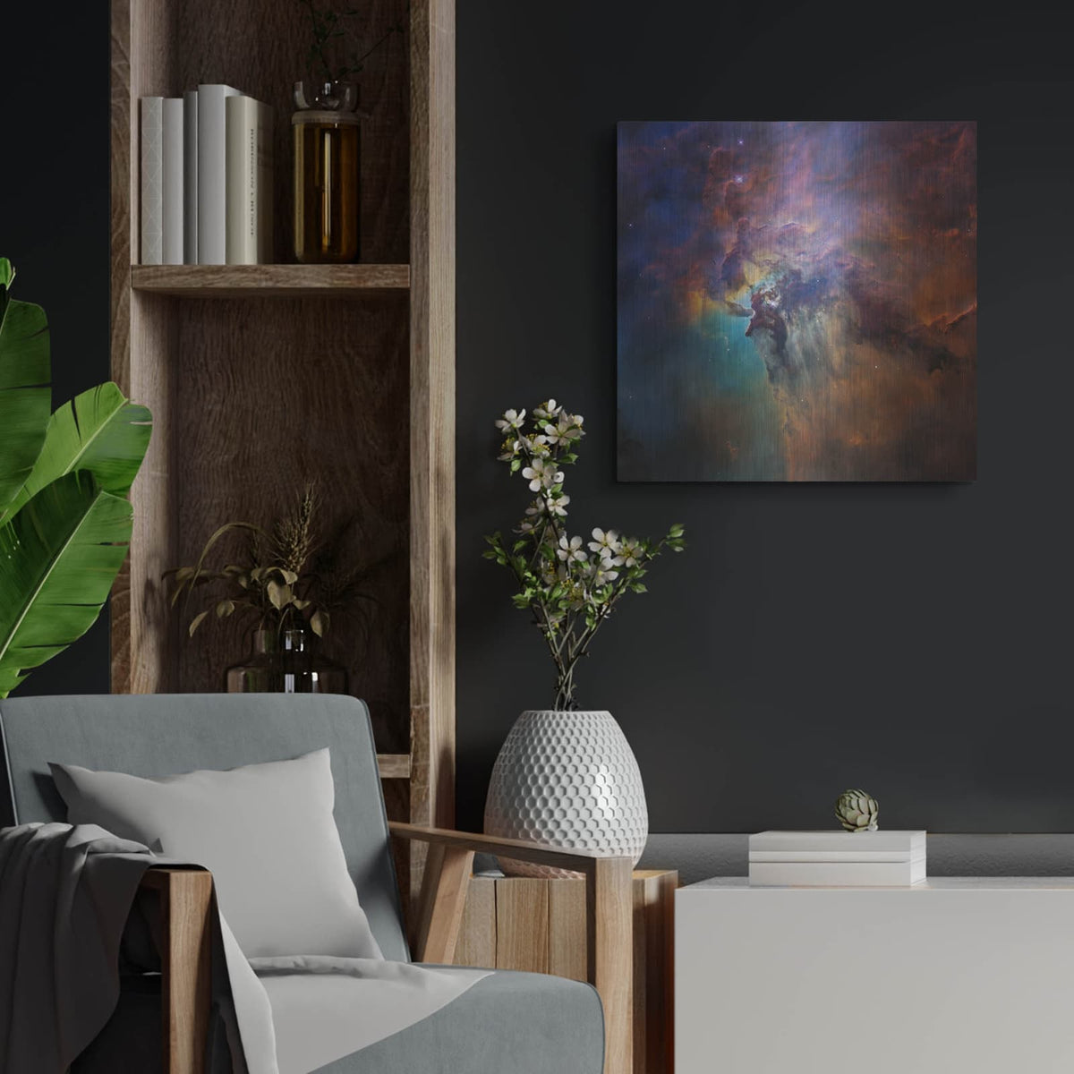 'Lagoon Nebula' by NASA Space Photos – Metal Wall Art, 24x24 room view