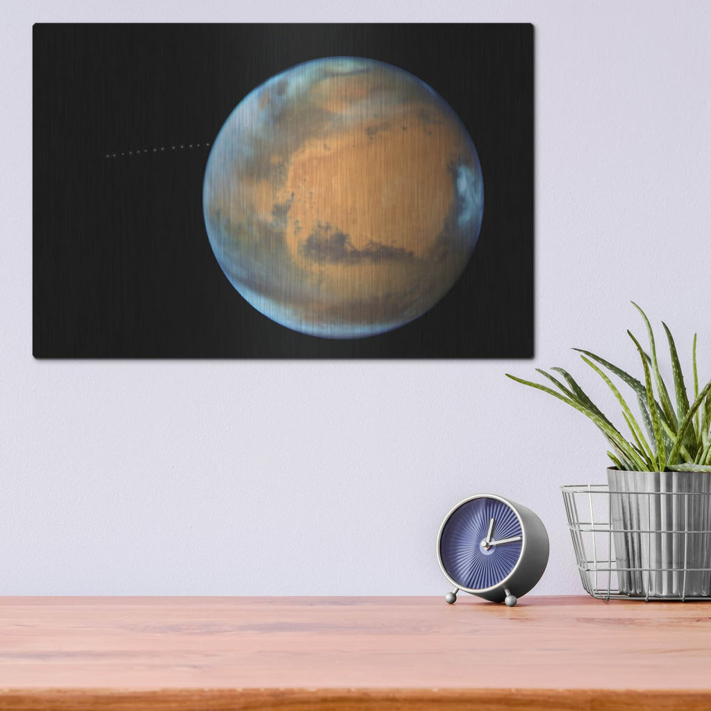 'Mars With Moon' by NASA Space Photos – Metal Wall Art, 16x12 room view