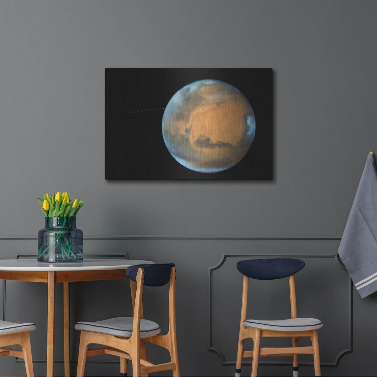 'Mars With Moon' by NASA Space Photos – Metal Wall Art, 36x24 room view
