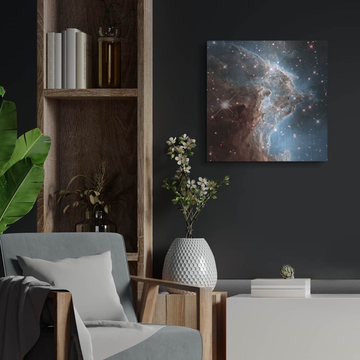 'Monkey Head Nebula' by NASA Space Photos – Metal Wall Art, 24x24 room view