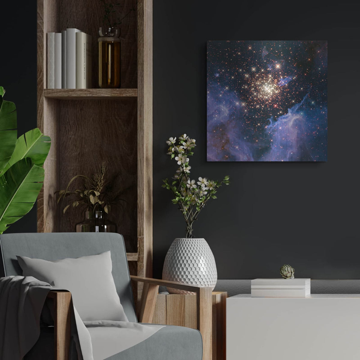 'Start Cluster Ngc 3603' by NASA Space Photos – Metal Wall Art, 24x24 room view