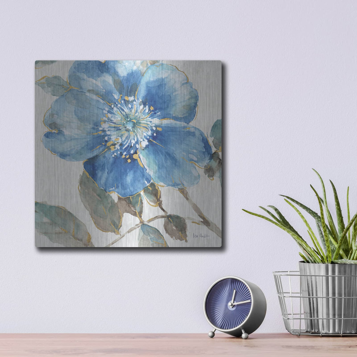 'Indigold V' by Lisa Audit – Metal Wall Art, 12x12 room view