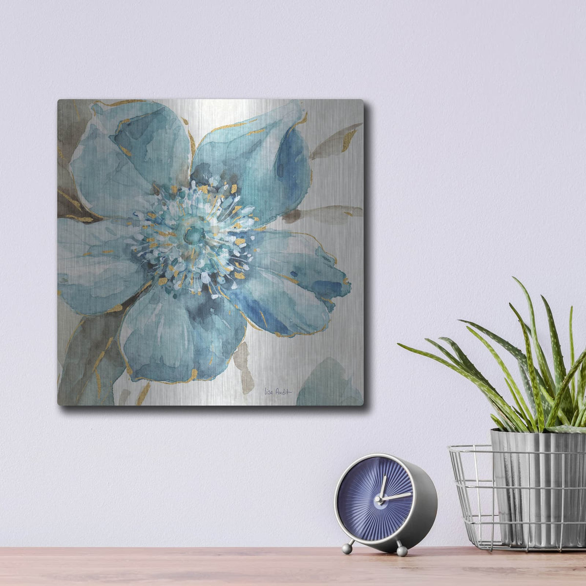 'Indigold VI' by Lisa Audit – Metal Wall Art, 12x12 room view