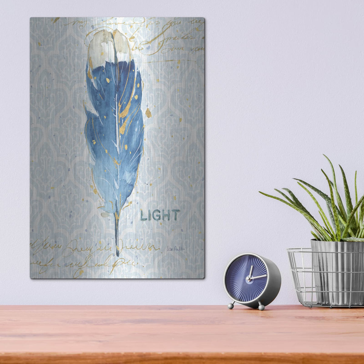 'Indigold XVIII' by Lisa Audit – Metal Wall Art, 12x16 room view