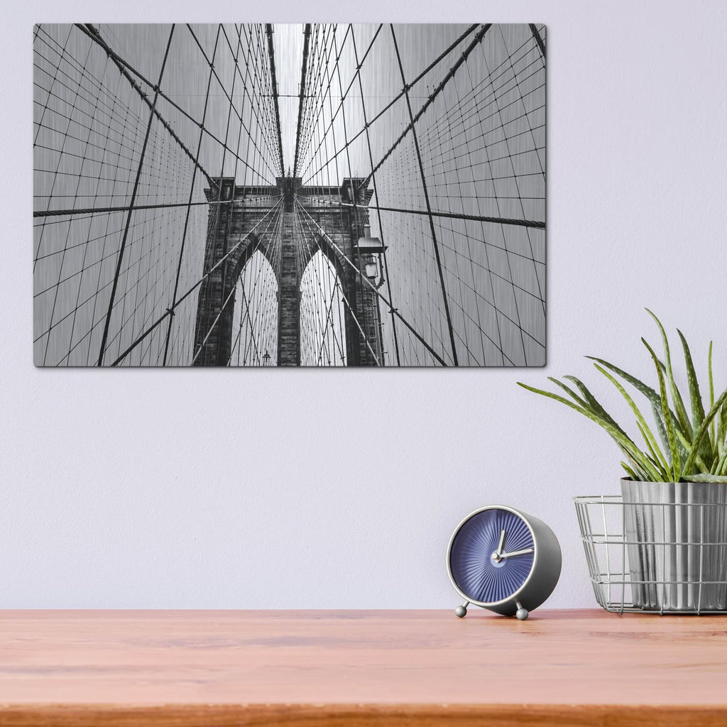 'Brooklyn Bridge Web' by Nicklas Gustafsson – Metal Wall Art, 16x12 room view