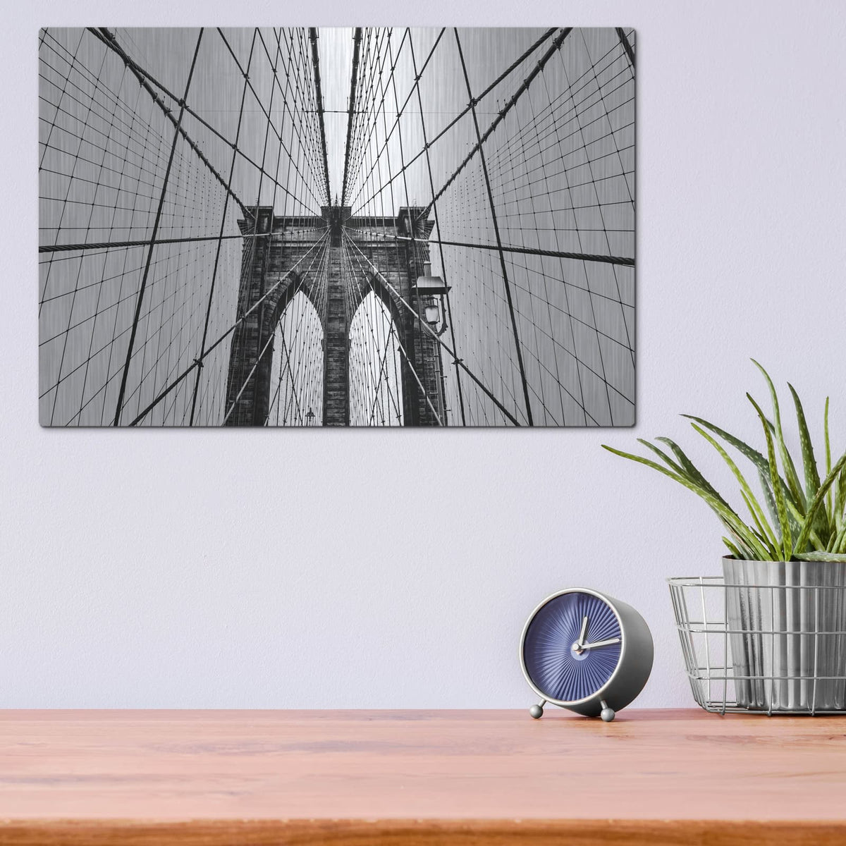 'Brooklyn Bridge Web' by Nicklas Gustafsson – Metal Wall Art, 16x12 room view