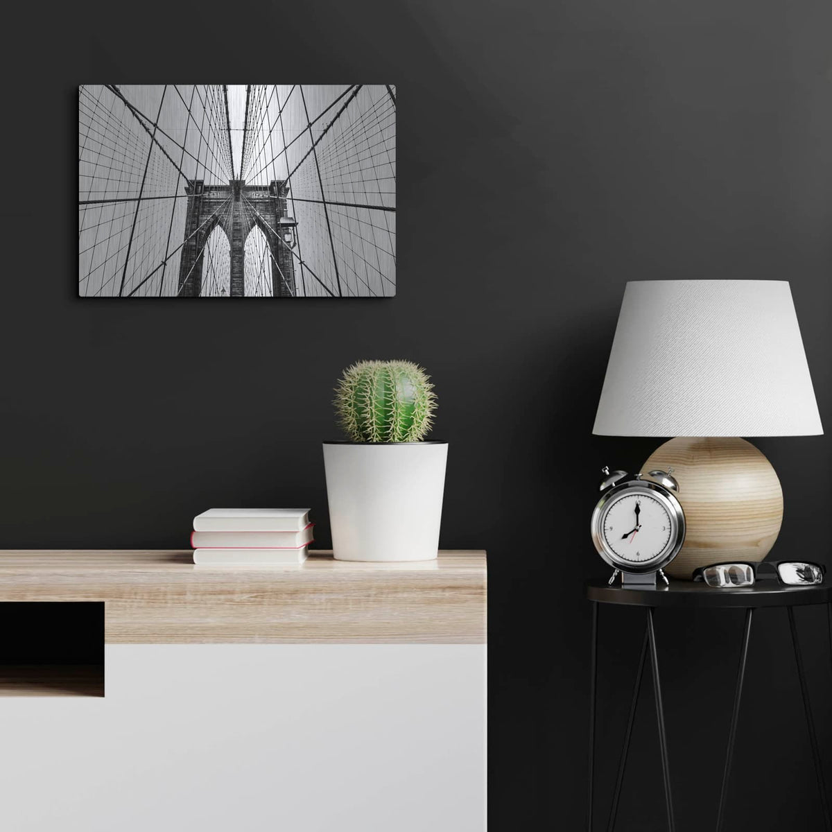 'Brooklyn Bridge Web' by Nicklas Gustafsson – Metal Wall Art, 24x16 room view