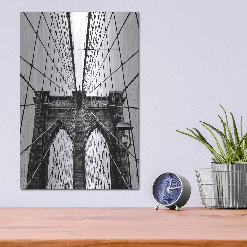 'Brooklyn Bridge Web Vertical' by Nicklas Gustafsson – Metal Wall Art, 12x16 room view