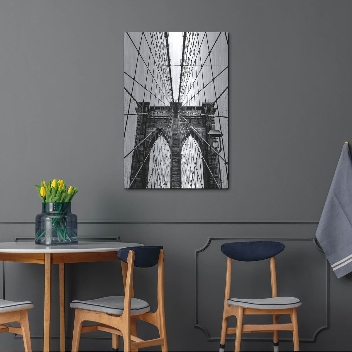 'Brooklyn Bridge Web Vertical' by Nicklas Gustafsson – Metal Wall Art, 24x36 room view
