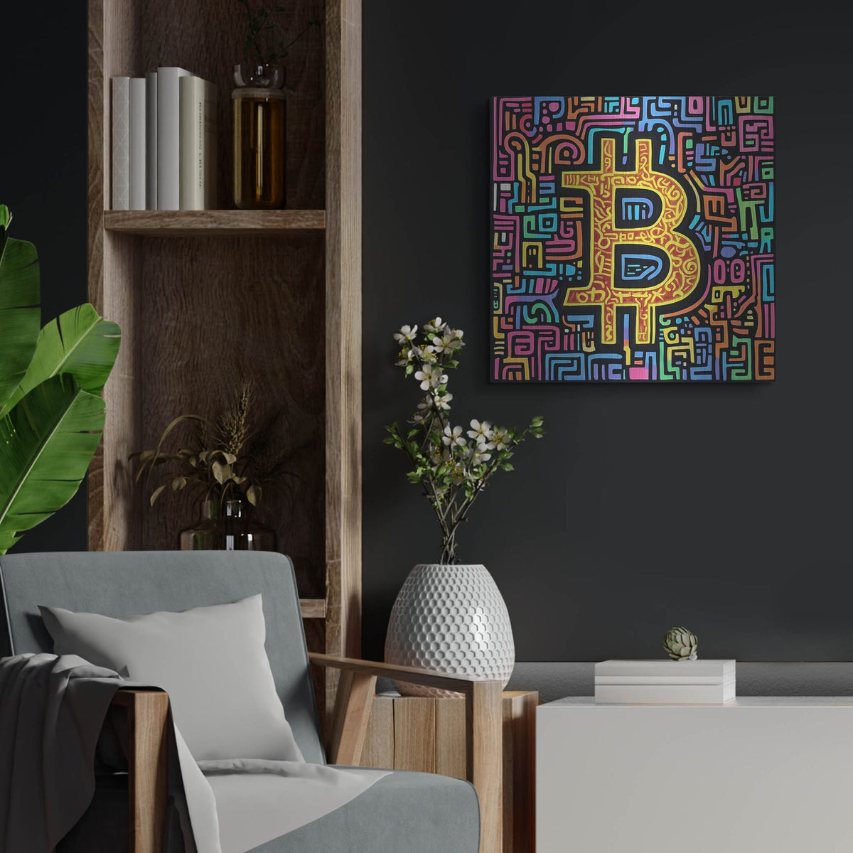 'Bitcoin Maze' by Rich Monet Metal Wall Art
