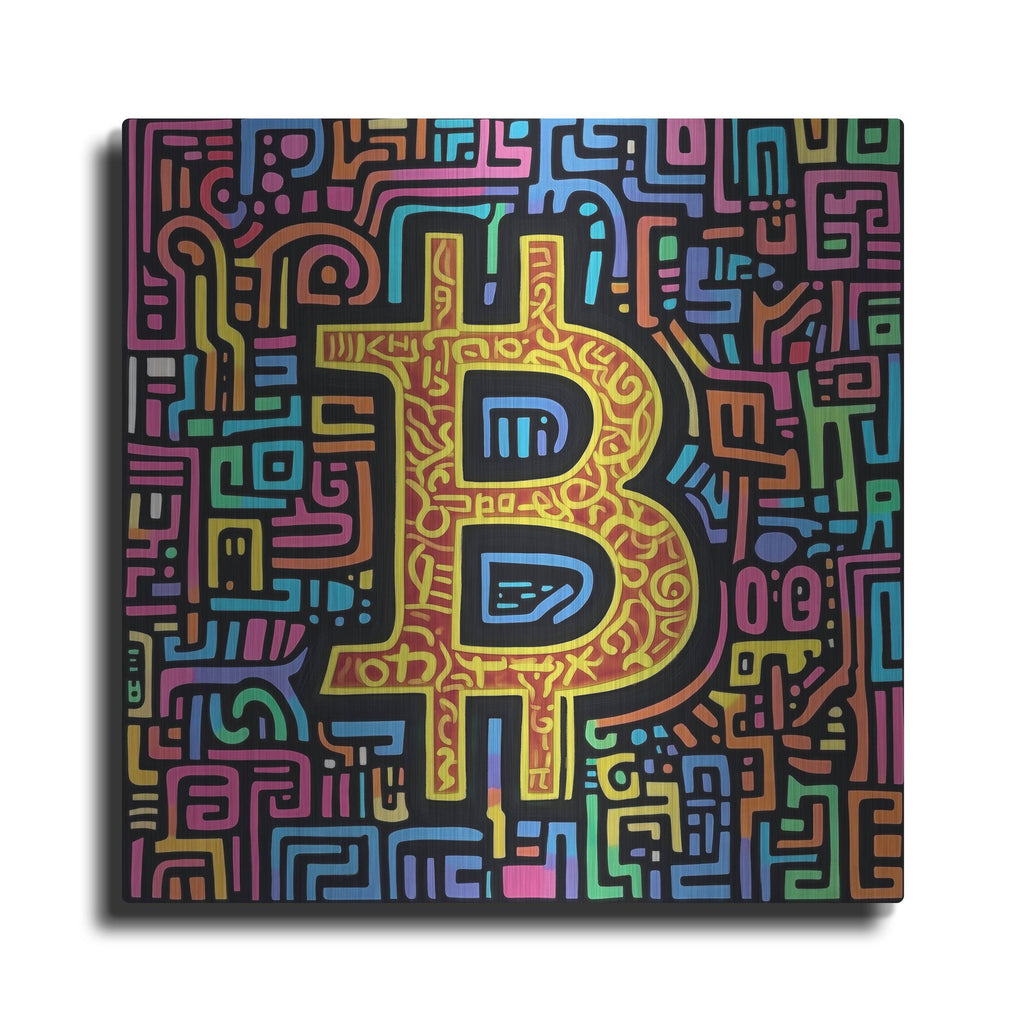 'Bitcoin Maze' by Rich Monet Metal Wall Art