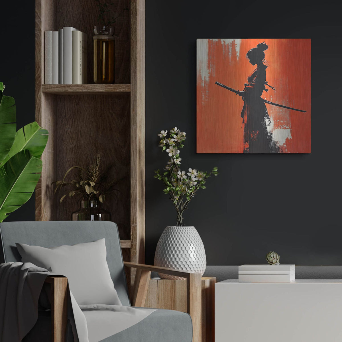 'Female Samurai' by Rich Monet Metal Wall Art