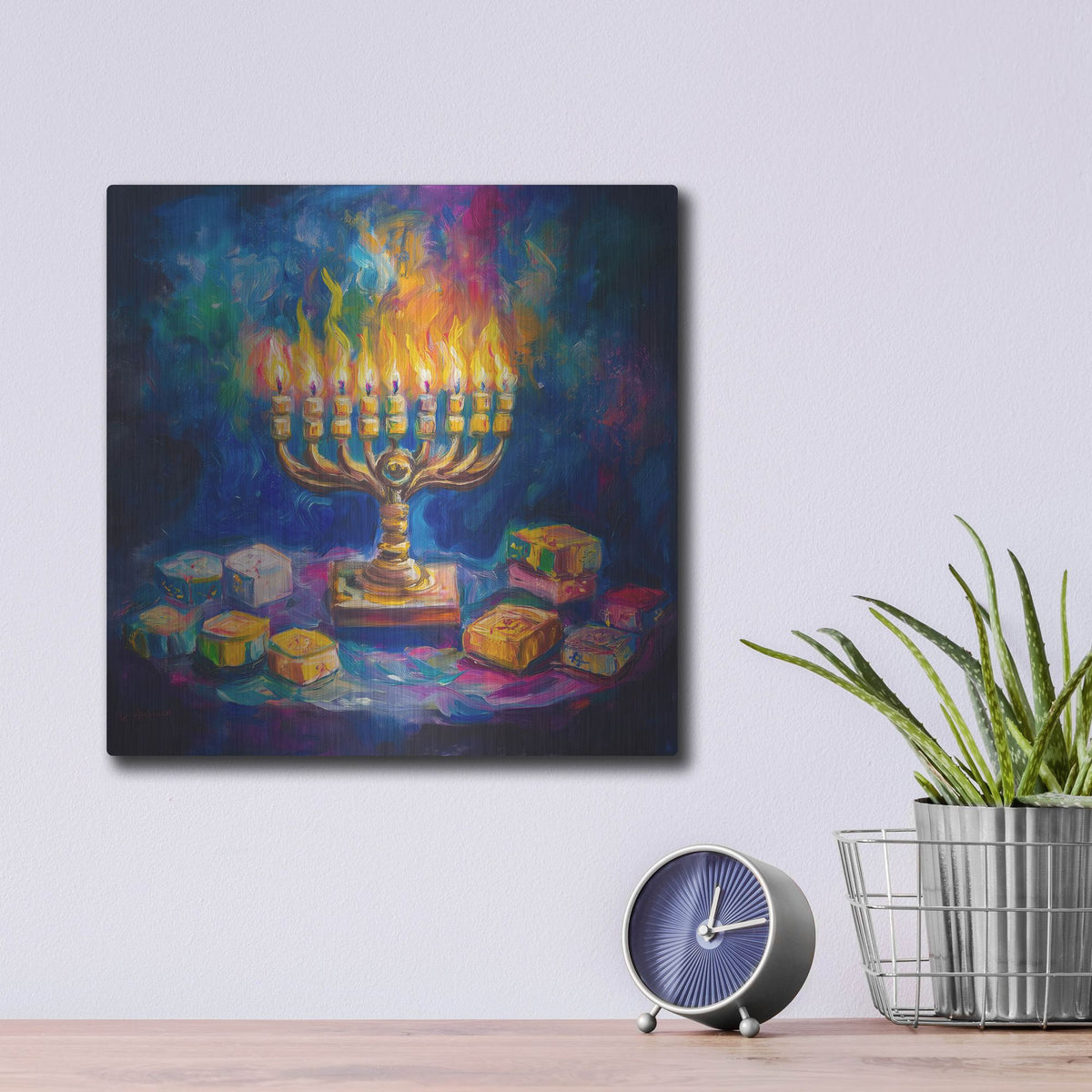 'Happy Hanukkah Minorah' by Rich Monet Metal Wall Art