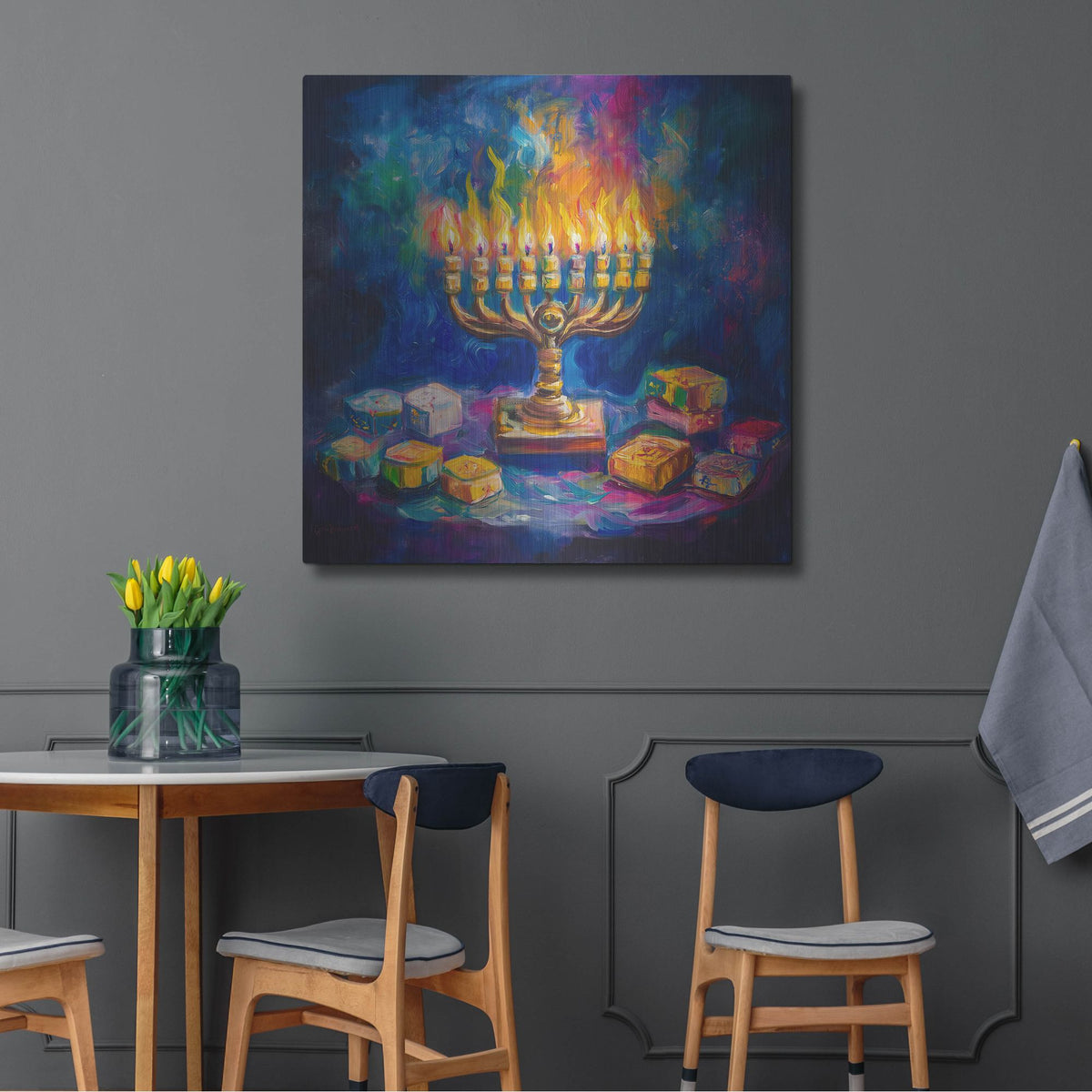 'Happy Hanukkah Minorah' by Rich Monet Metal Wall Art