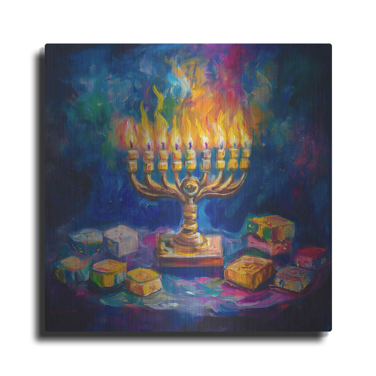 'Happy Hanukkah Minorah' by Rich Monet Metal Wall Art
