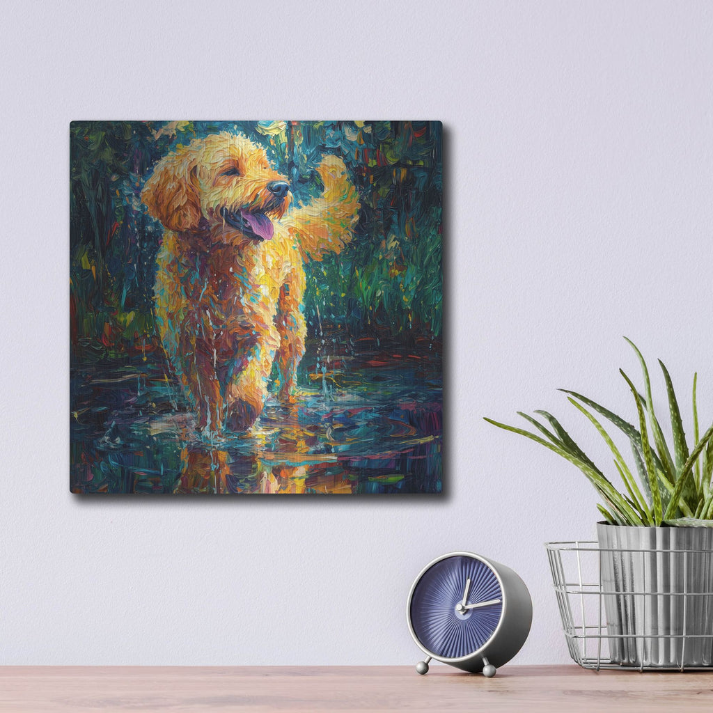'Labradoodle In The Rain' by Rich Monet Metal Wall Art