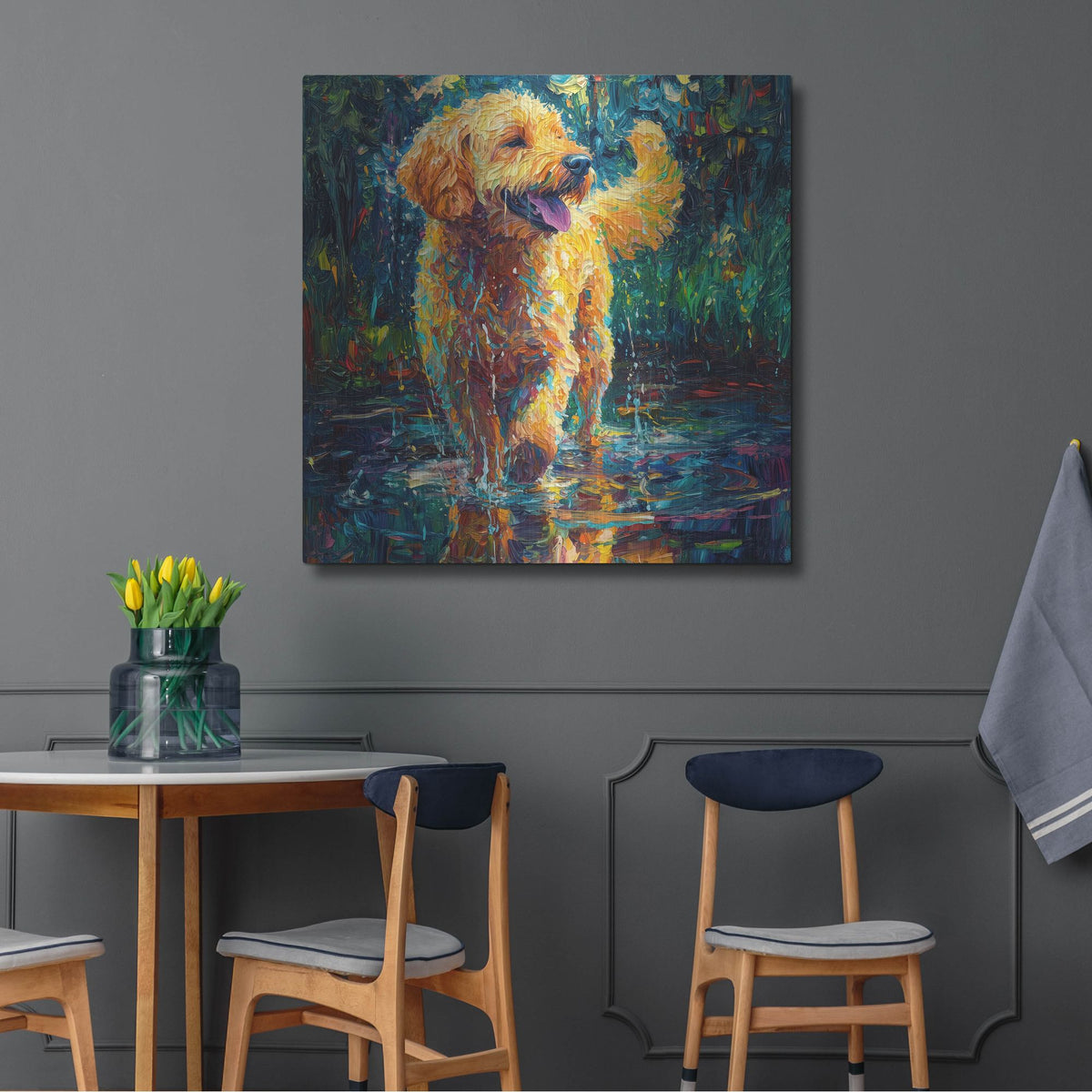 'Labradoodle In The Rain' by Rich Monet Metal Wall Art