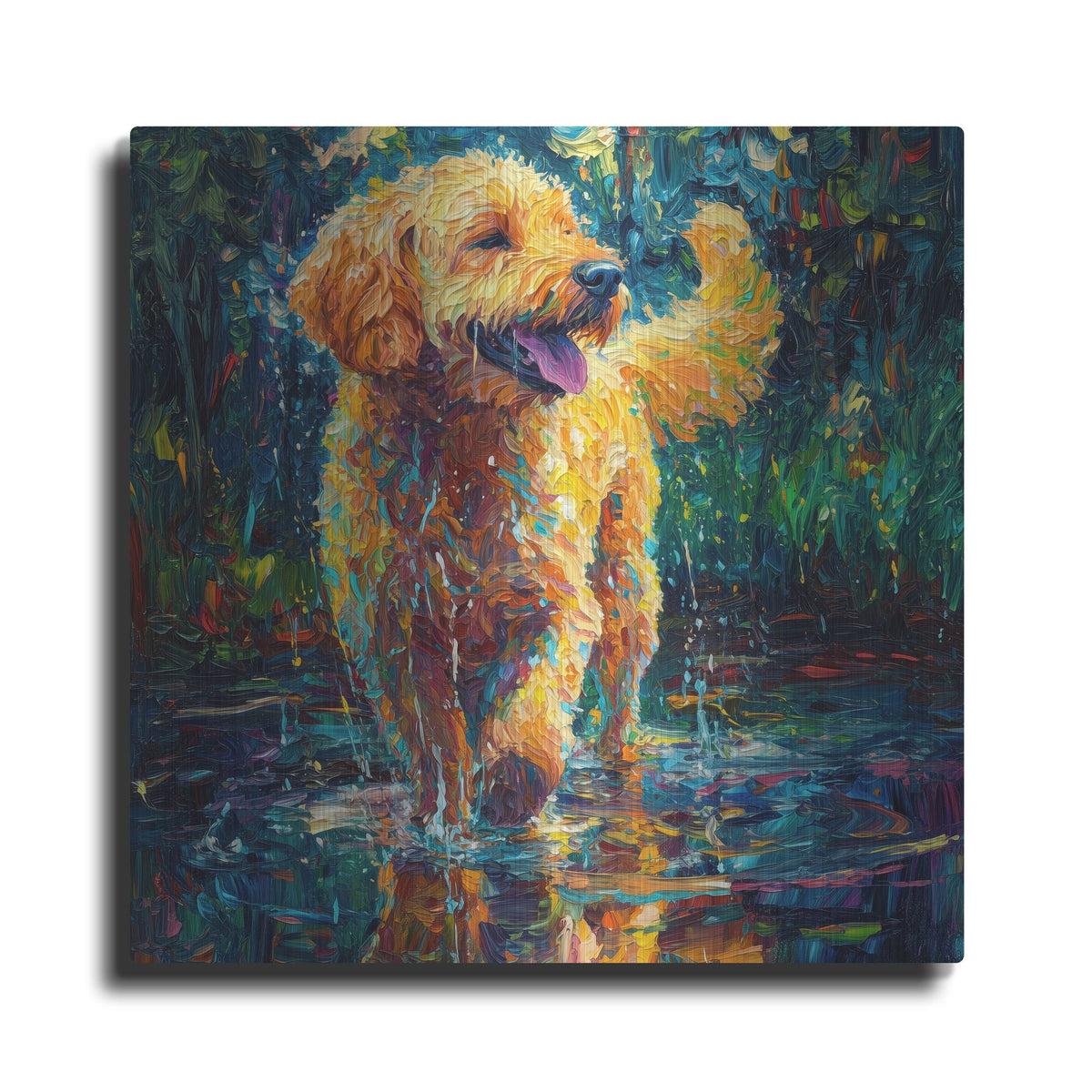 'Labradoodle In The Rain' by Rich Monet Metal Wall Art