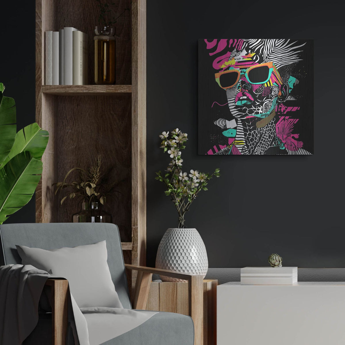 'Neon Night 2' by Rich Monet Metal Wall Art