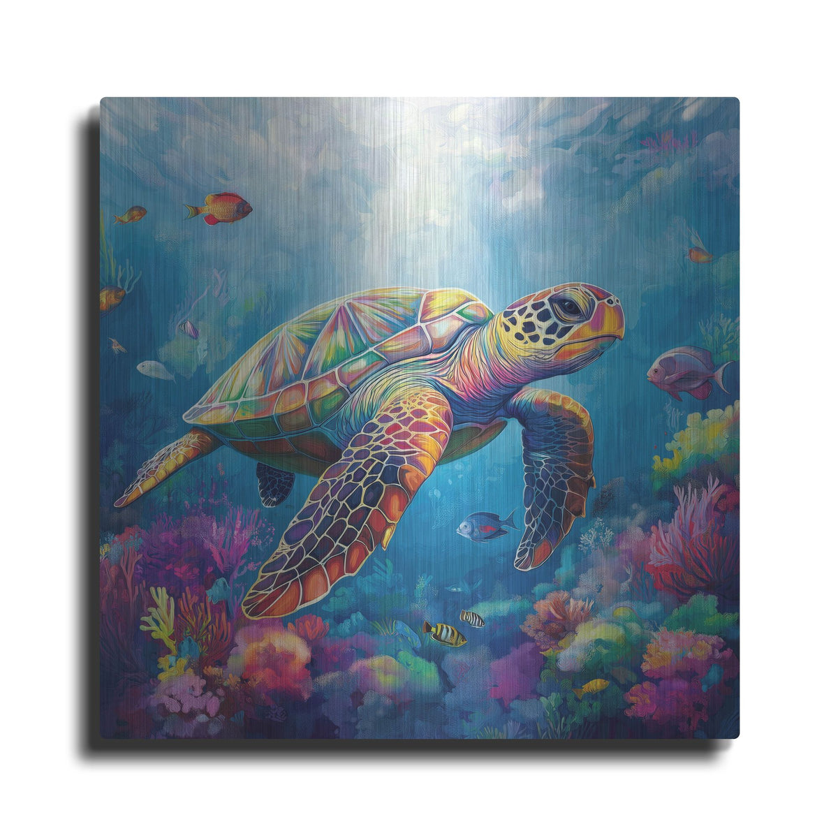 'Turtle In Corals' by Rich Monet Metal Wall Art