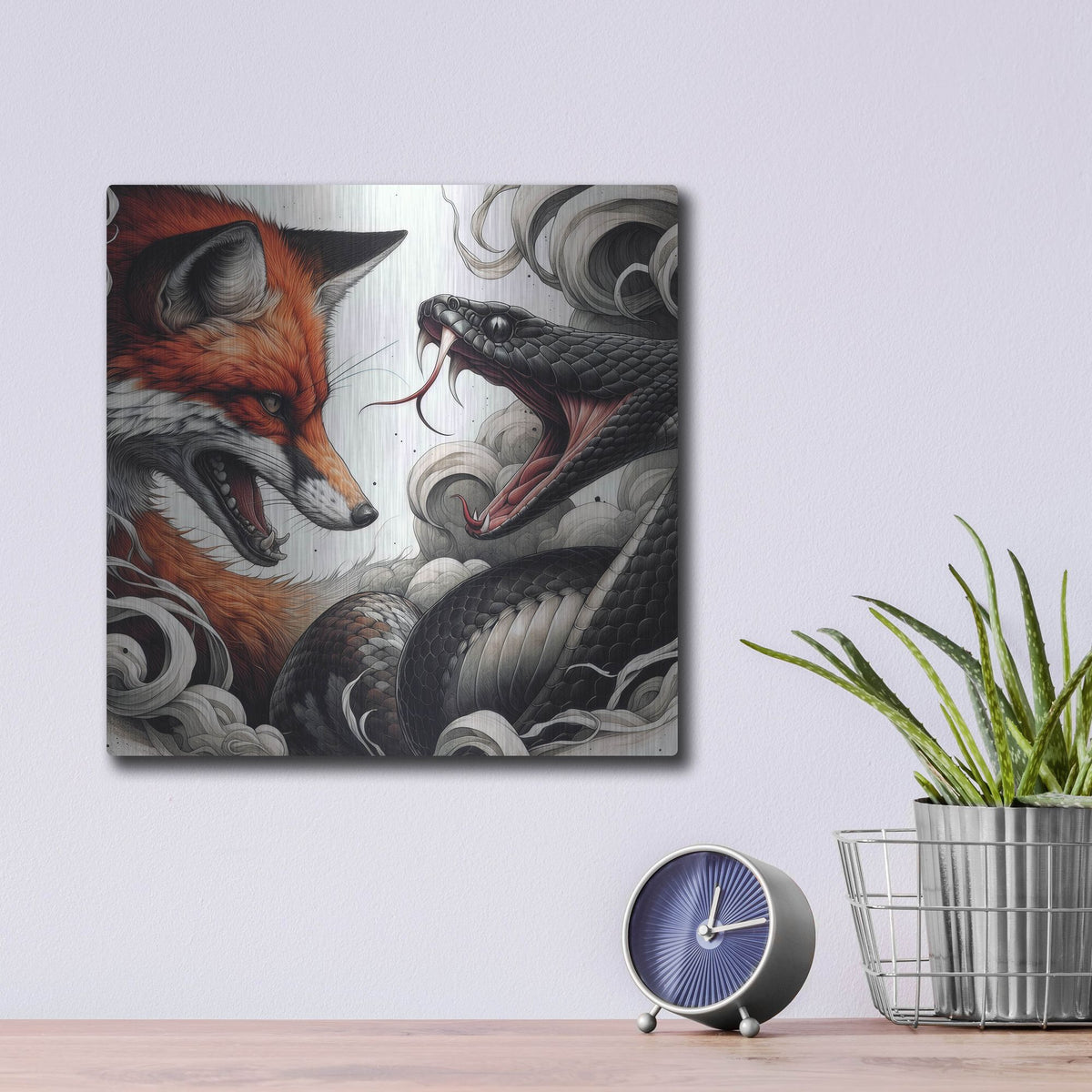 'Fox And Snake' by Rich Monet Metal Wall Art