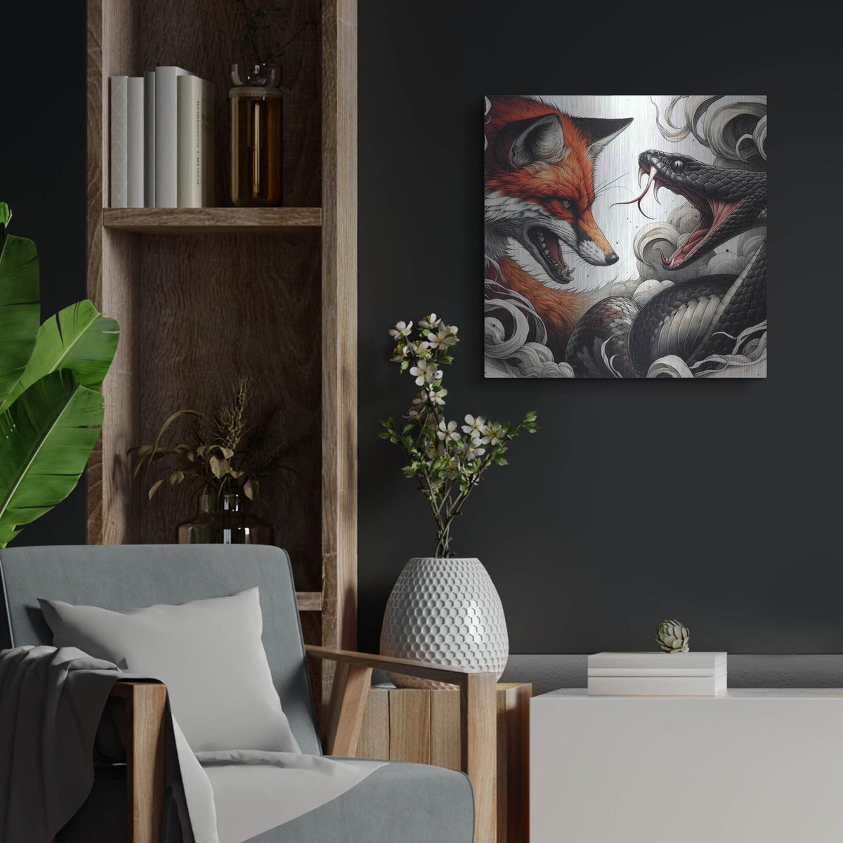 'Fox And Snake' by Rich Monet Metal Wall Art