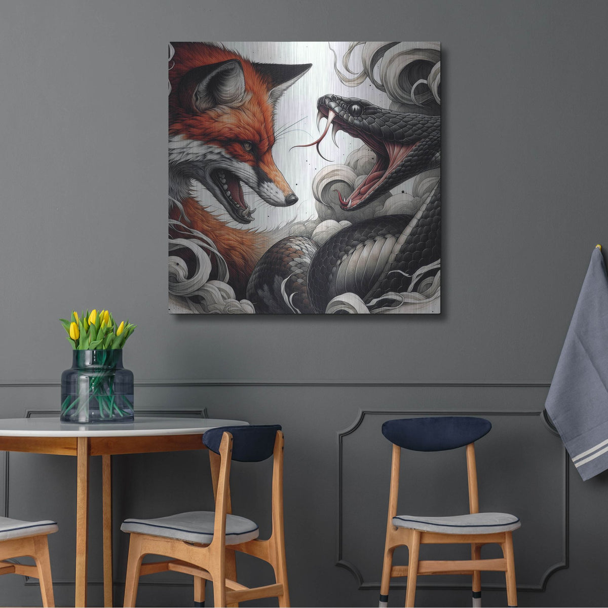 'Fox And Snake' by Rich Monet Metal Wall Art
