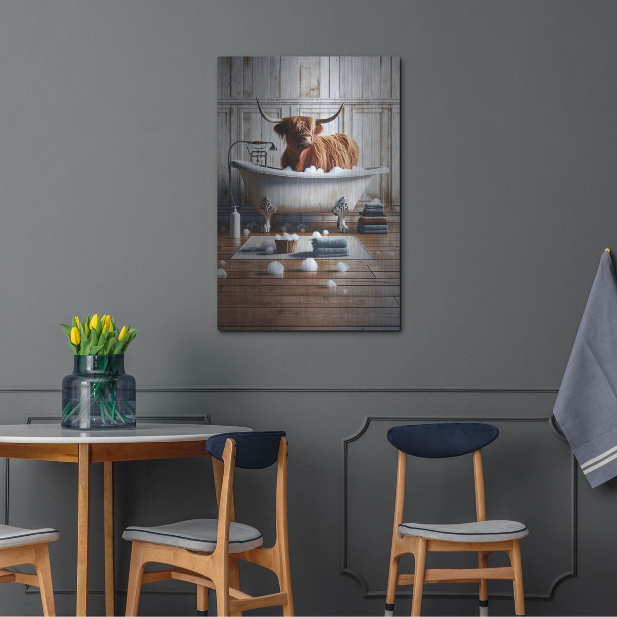 'Moo Bubble Time' by Rich Monet Metal Wall Art