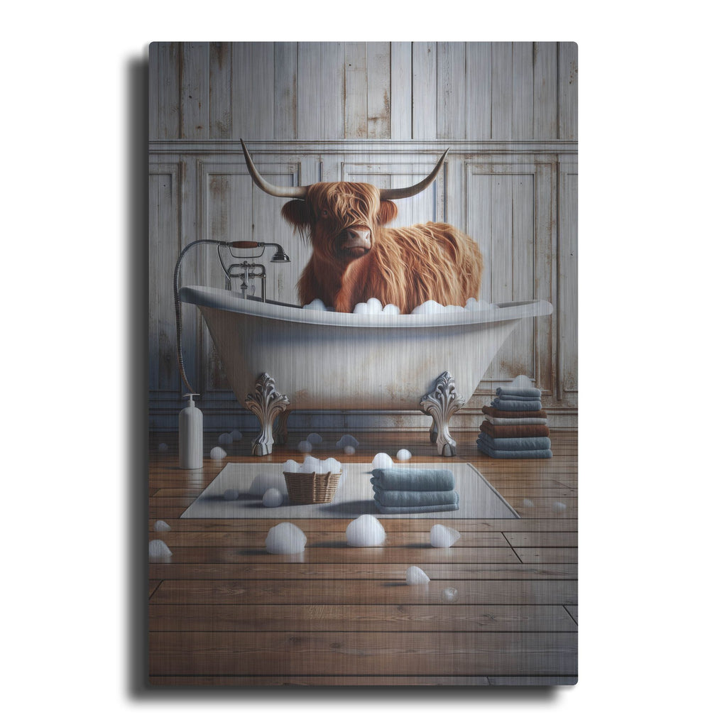 'Moo Bubble Time' by Rich Monet Metal Wall Art