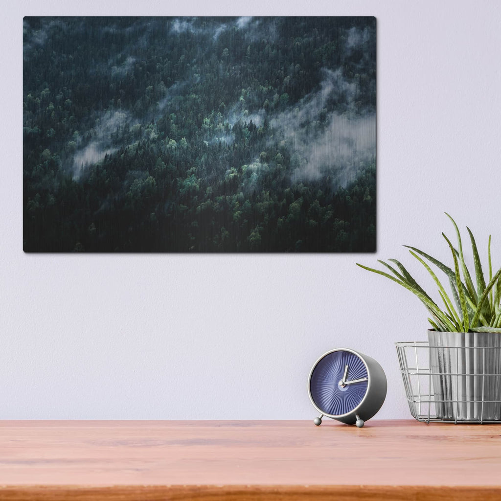 'Foggy Forest Mountain' by Nicklas Gustafsson – Metal Wall Art, 16x12 room view
