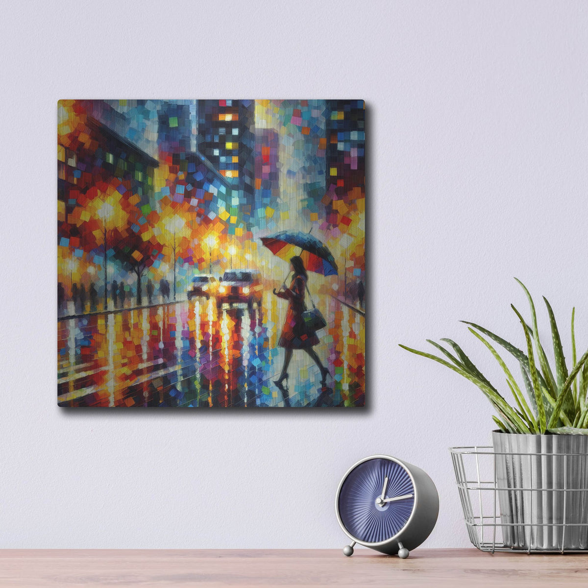 'Rainy Nyc' by Rich Monet Metal Wall Art