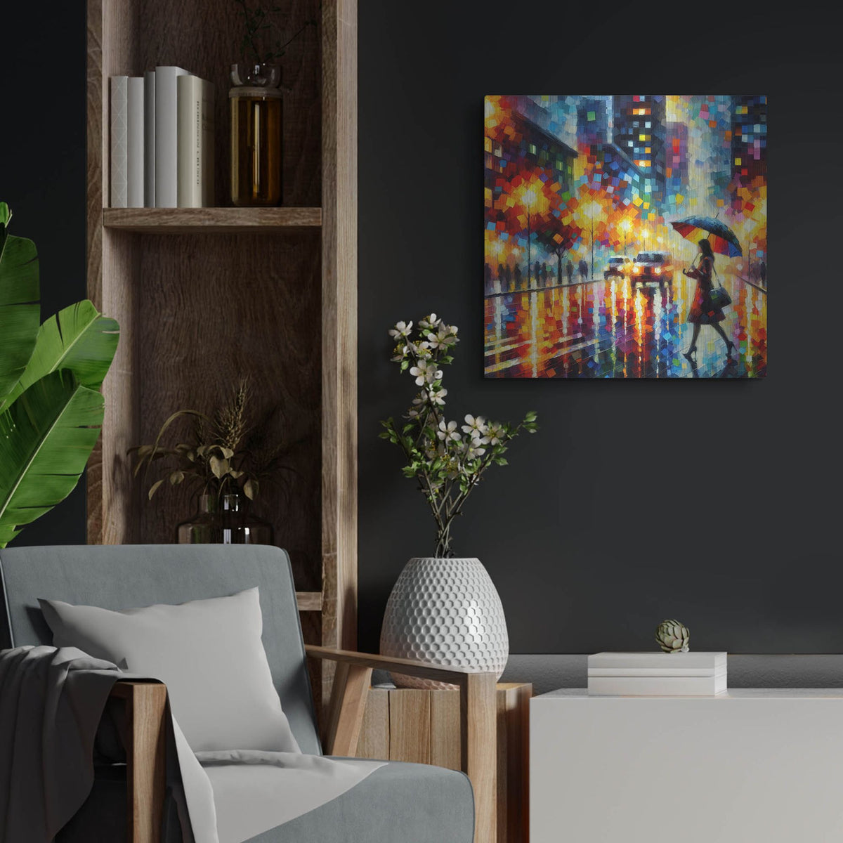 'Rainy Nyc' by Rich Monet Metal Wall Art