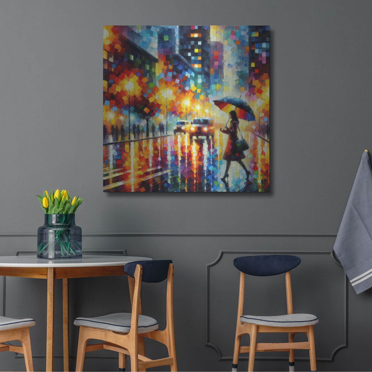 'Rainy Nyc' by Rich Monet Metal Wall Art