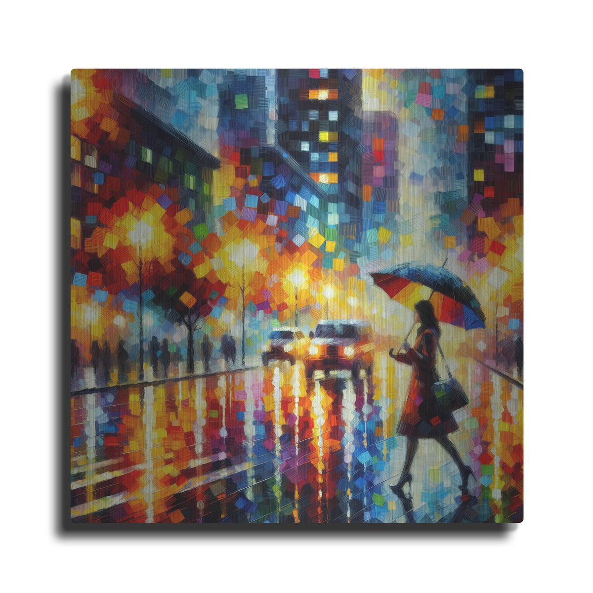'Rainy Nyc' by Rich Monet Metal Wall Art