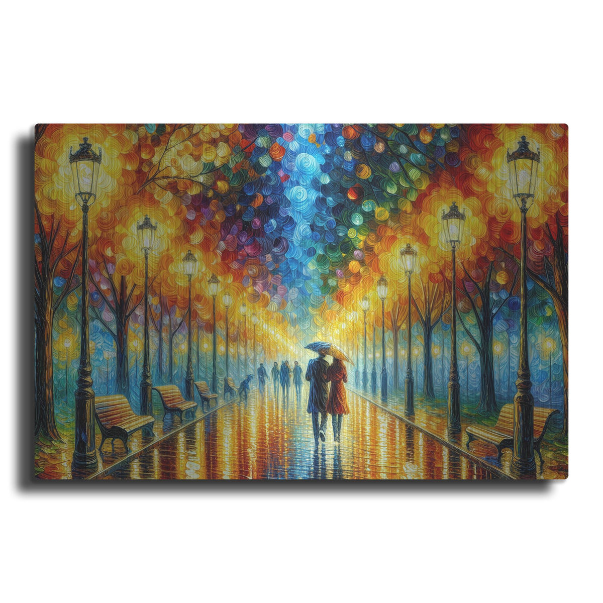 'Walk In The Rainy Park' by Rich Monet Metal Wall Art