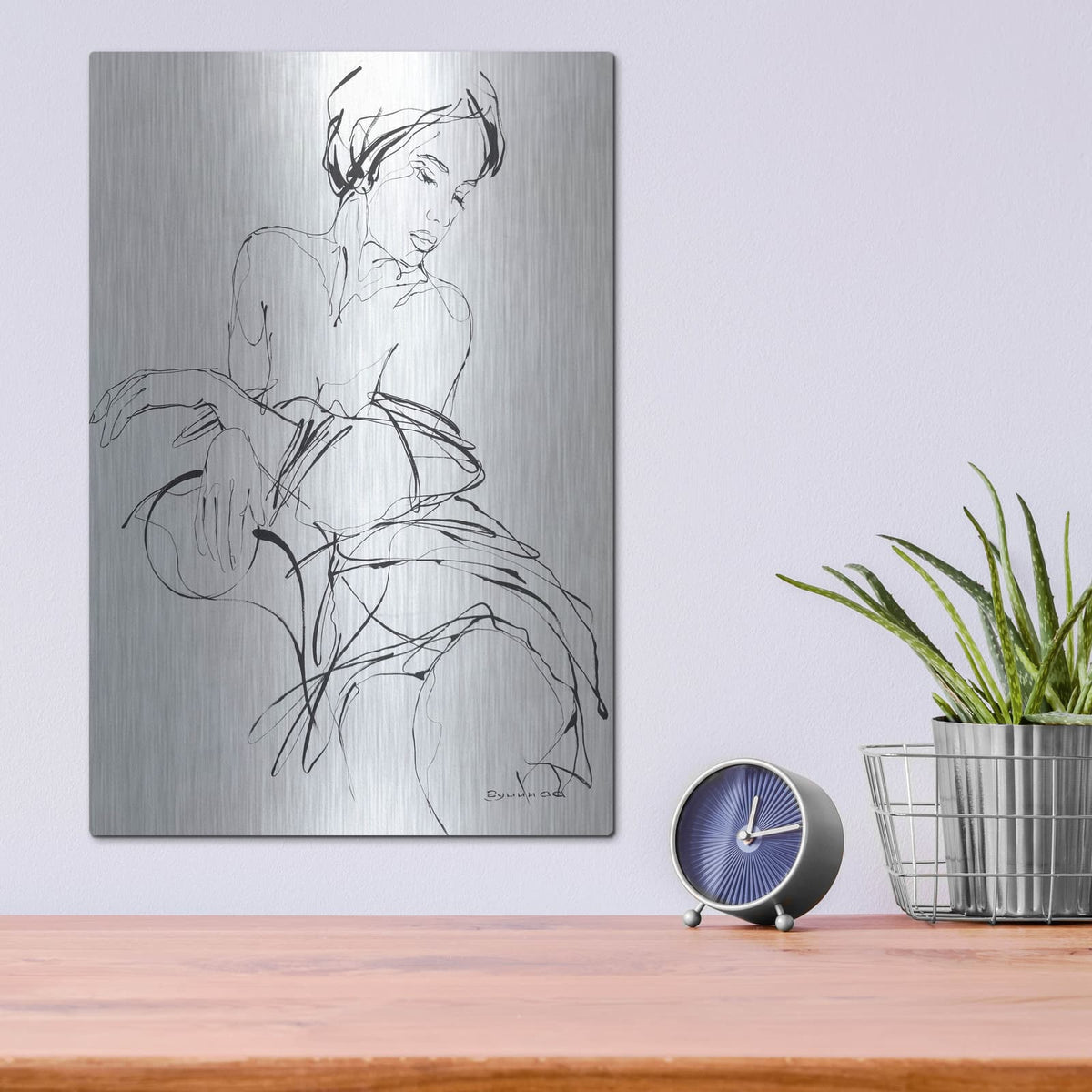 'Black And White Figure Sketch' by Alexander Gunin – Metal Wall Art, 12x16 room view