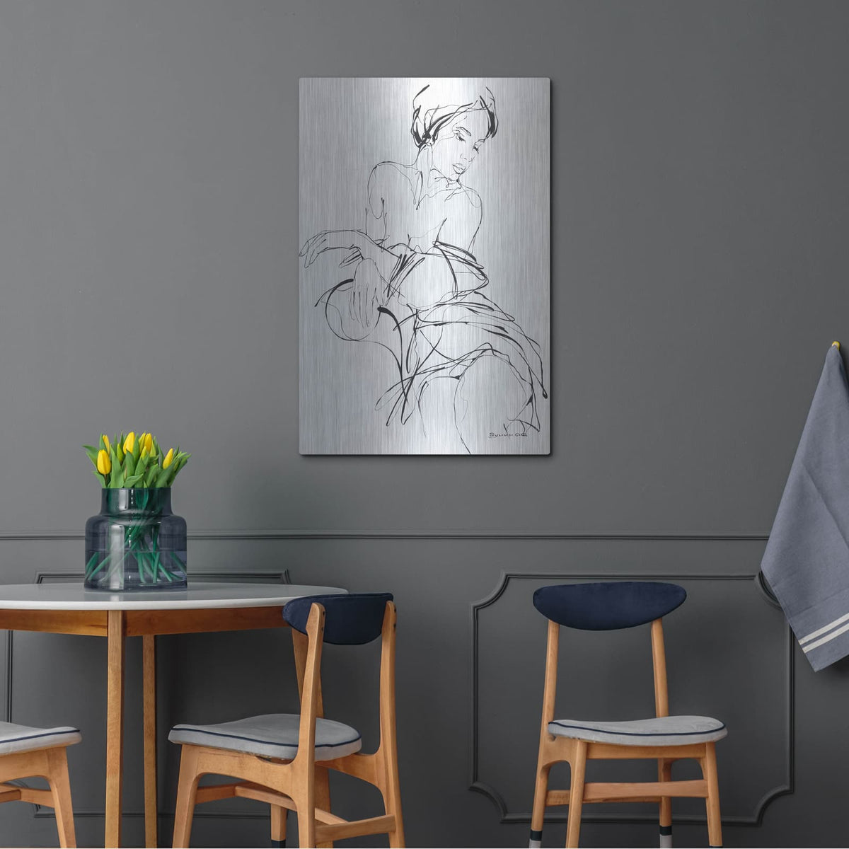 'Black And White Figure Sketch' by Alexander Gunin – Metal Wall Art, 24x36 room view