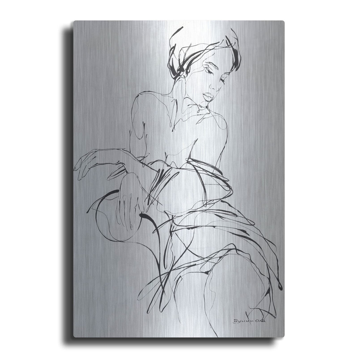 'Black And White Figure Sketch' by Alexander Gunin – Metal Wall Art
