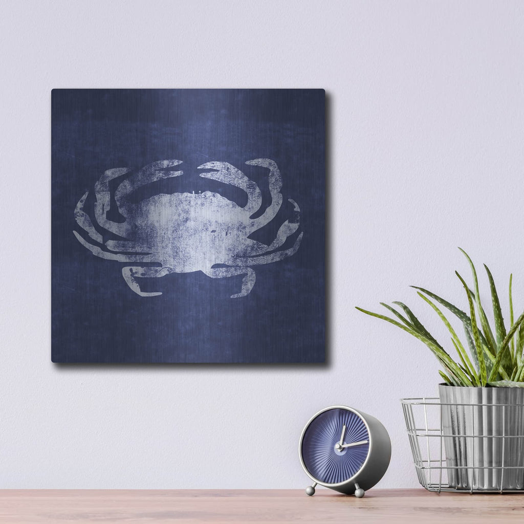 'Indigo Crab' by Linda Woods – Metal Wall Art, 12x12 room view