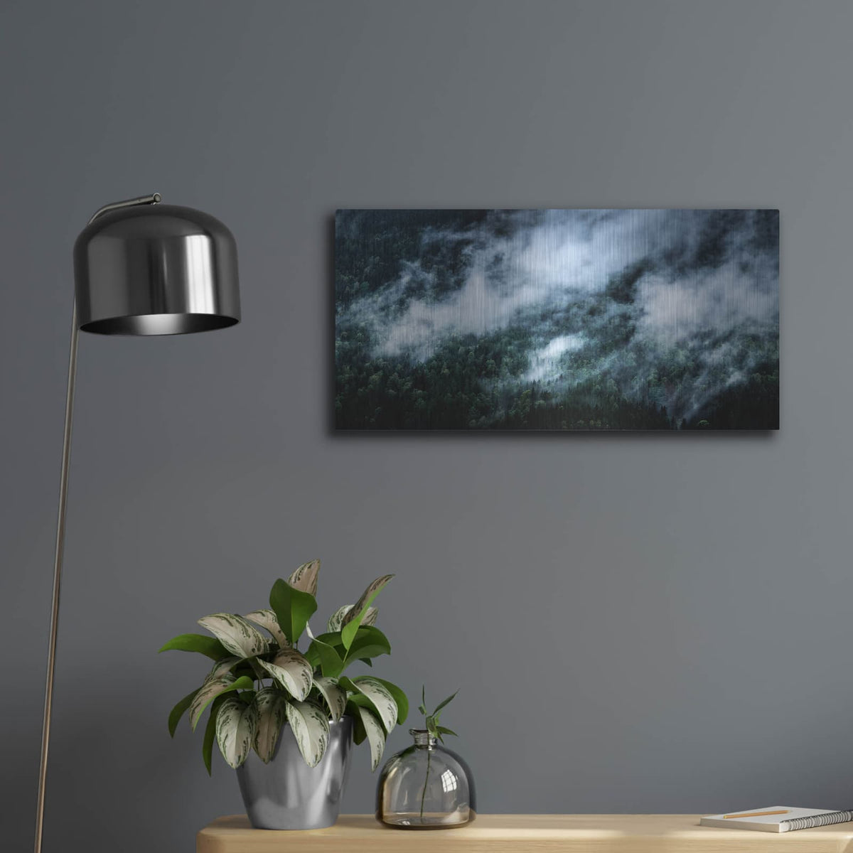 'Foggy Mornings In The Mountains' by Nicklas Gustafsson – Metal Wall Art, 24x12 room view