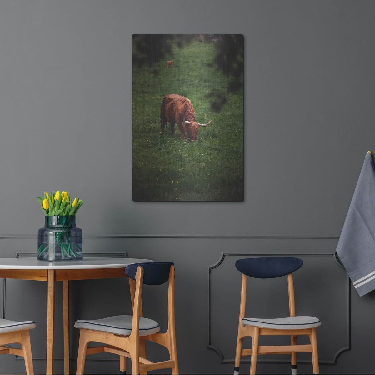 'Grazing Highlander' by Nicklas Gustafsson – Metal Wall Art, 24x36 room view