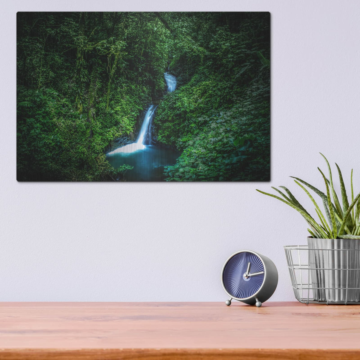 'Jungle Waterfall' by Nicklas Gustafsson – Metal Wall Art, 16x12 room view