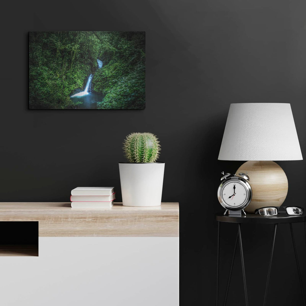 'Jungle Waterfall' by Nicklas Gustafsson – Metal Wall Art, 24x16 room view