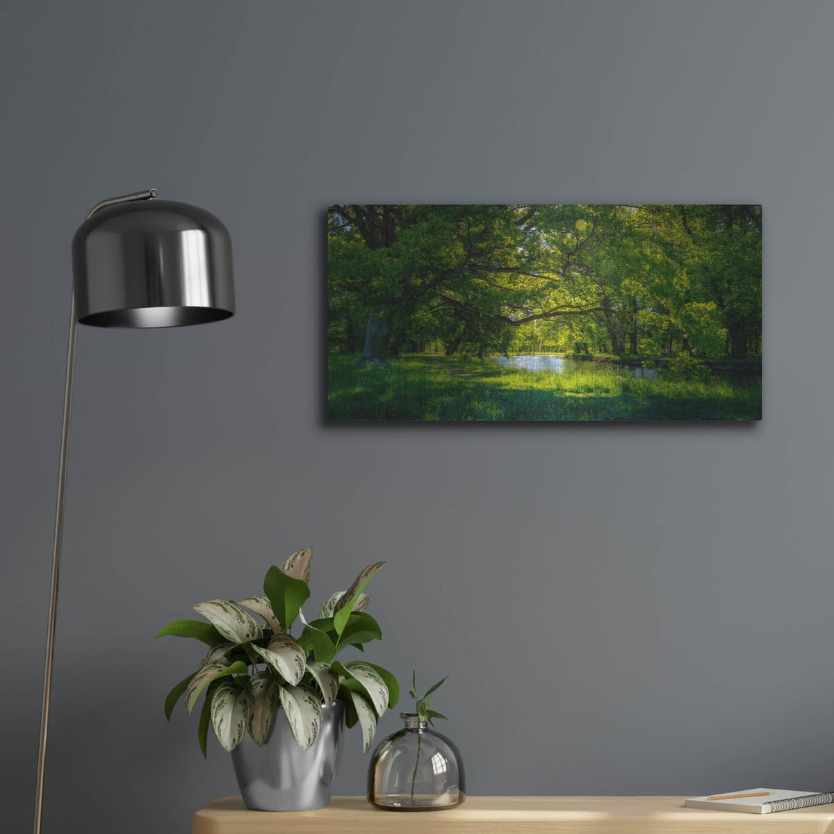 'Summer Morning In The Park' by Nicklas Gustafsson – Metal Wall Art, 24x12 room view