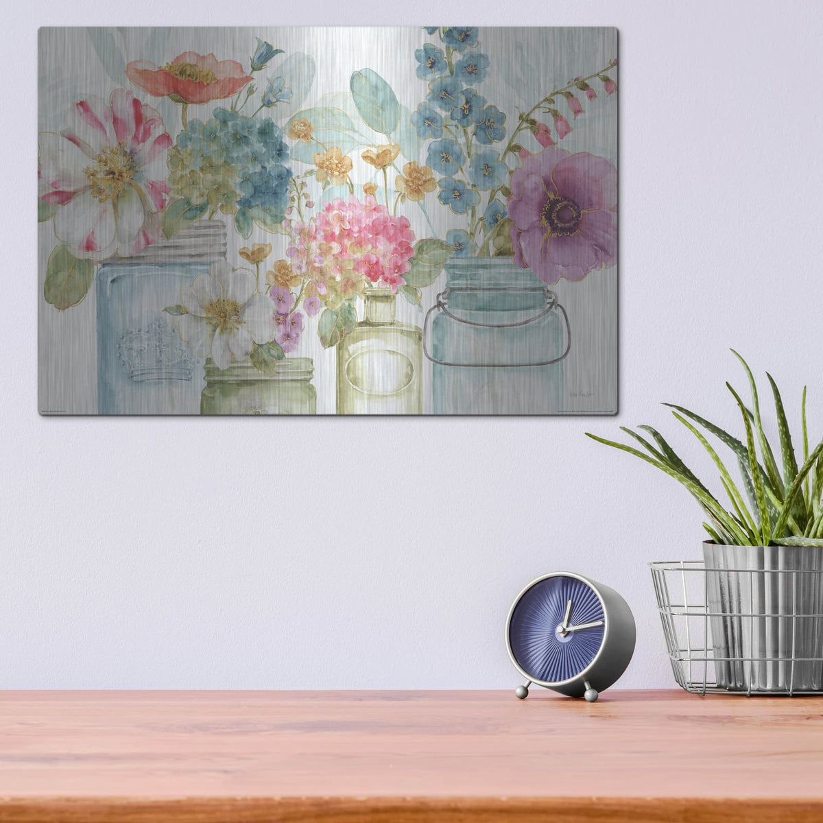 'Rainbow Seeds Flowers X' by Lisa Audit – Metal Wall Art, 16x12 room view