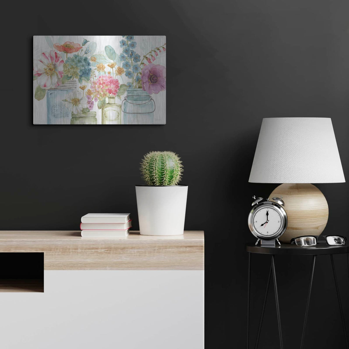 'Rainbow Seeds Flowers X' by Lisa Audit – Metal Wall Art, 24x16 room view
