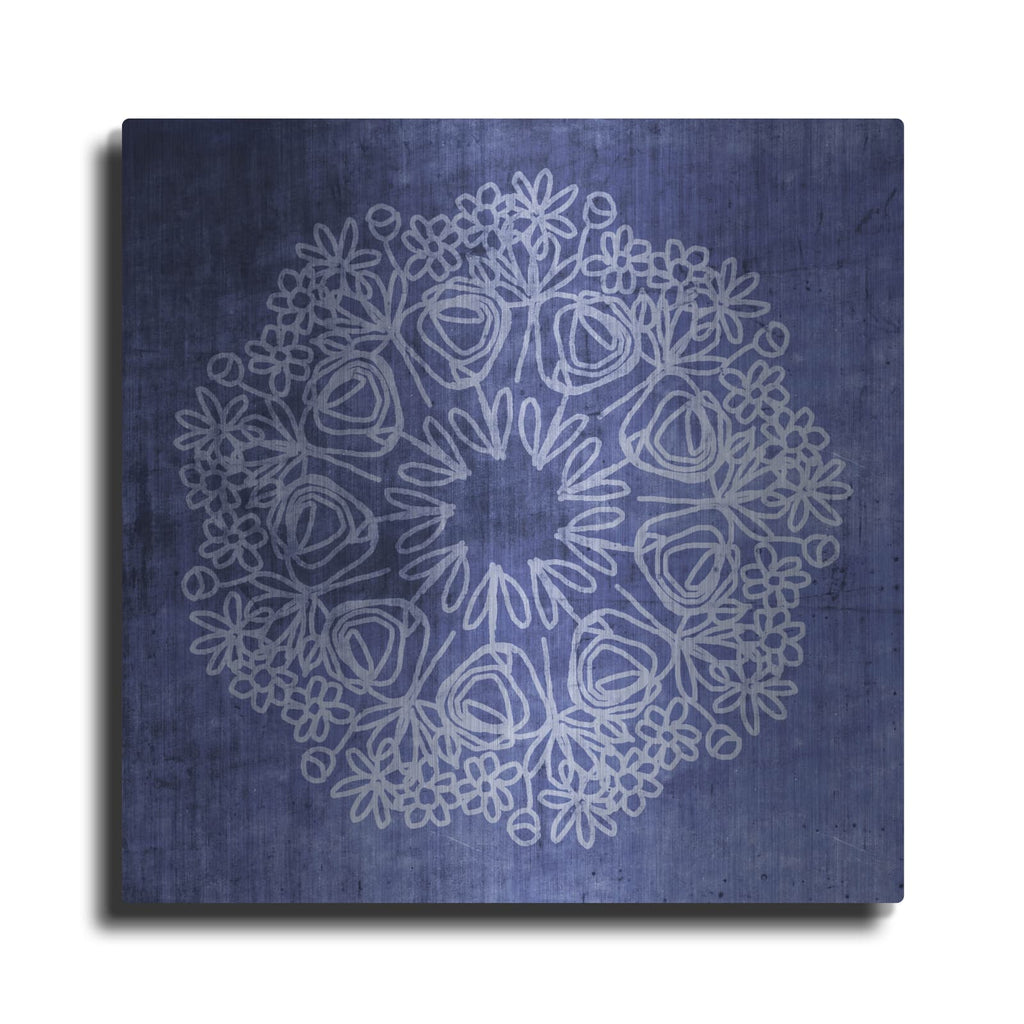 'Indigo Mandala' by Linda Woods – Metal Wall Art